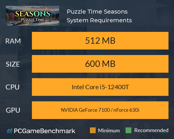 Puzzle Time: Seasons System Requirements PC Graph - Can I Run Puzzle Time: Seasons Puzzle Time: Seasons System Requirements PC Graph - Can I Run Puzzle Time: Seasons