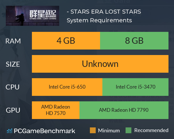 群星战纪: 遗失的星辰 - STARS ERA: LOST STARS System Requirements PC Graph - Can I Run 群星战纪: 遗失的星辰 - STARS ERA: LOST STARS 群星战纪: 遗失的星辰 - STARS ERA: LOST STARS System Requirements PC Graph - Can I Run 群星战纪: 遗失的星辰 - STARS ERA: LOST STARS