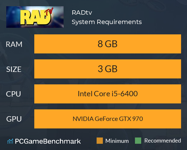 RADtv System Requirements PC Graph - Can I Run RADtv RADtv System Requirements PC Graph - Can I Run RADtv