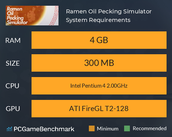 Ramen Oil Pecking Simulator System Requirements PC Graph - Can I Run Ramen Oil Pecking Simulator Ramen Oil Pecking Simulator System Requirements PC Graph - Can I Run Ramen Oil Pecking Simulator
