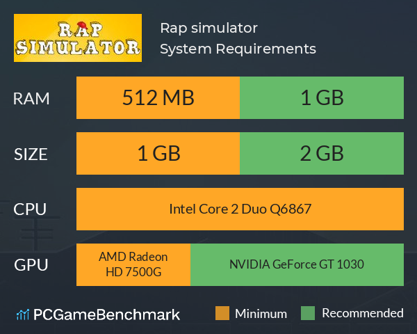 Rap simulator System Requirements PC Graph - Can I Run Rap simulator