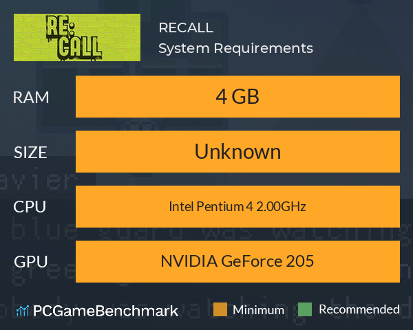 RE:CALL System Requirements PC Graph - Can I Run RE:CALL