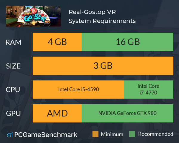 Real-Gostop VR System Requirements PC Graph - Can I Run Real-Gostop VR