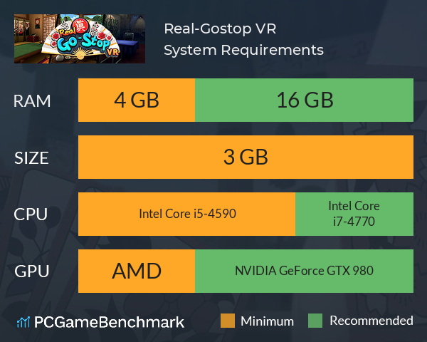 Real-Gostop VR System Requirements PC Graph - Can I Run Real-Gostop VR Real-Gostop VR System Requirements PC Graph - Can I Run Real-Gostop VR