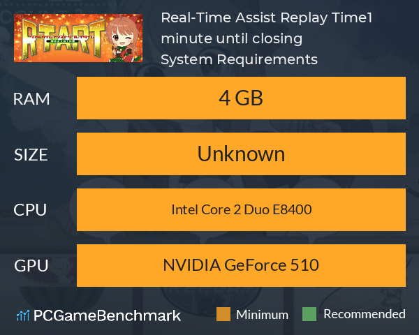 Real-Time Assist Replay Time ~1 minute until closing~ System Requirements PC Graph - Can I Run Real-Time Assist Replay Time ~1 minute until closing~ Real-Time Assist Replay Time ~1 minute until closing~ System Requirements PC Graph - Can I Run Real-Time Assist Replay Time ~1 minute until closing~