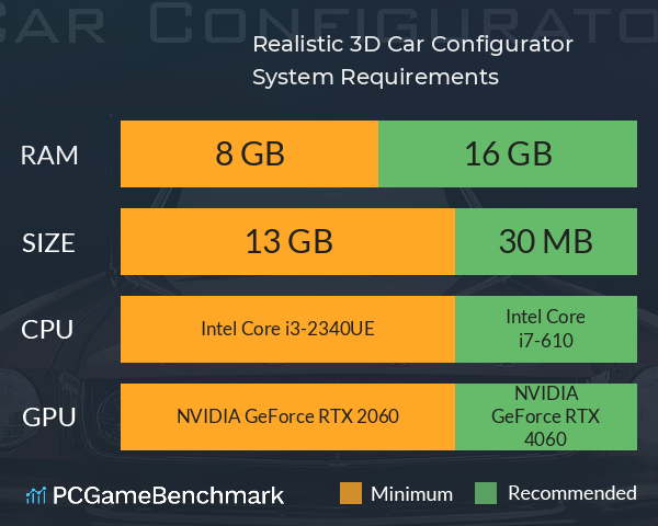 Realistic 3D Car Configurator System Requirements PC Graph - Can I Run Realistic 3D Car Configurator Realistic 3D Car Configurator System Requirements PC Graph - Can I Run Realistic 3D Car Configurator