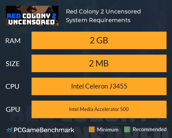 Red Colony 2 Uncensored System Requirements PC Graph - Can I Run Red Colony 2 Uncensored