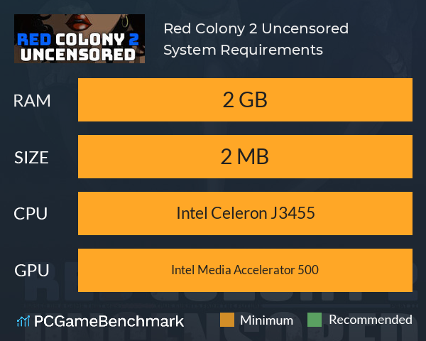 Red Colony 2 Uncensored System Requirements PC Graph - Can I Run Red Colony 2 Uncensored Red Colony 2 Uncensored System Requirements PC Graph - Can I Run Red Colony 2 Uncensored
