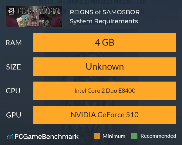 REIGNS of SAMOSBOR System Requirements PC Graph - Can I Run REIGNS of SAMOSBOR REIGNS of SAMOSBOR System Requirements PC Graph - Can I Run REIGNS of SAMOSBOR