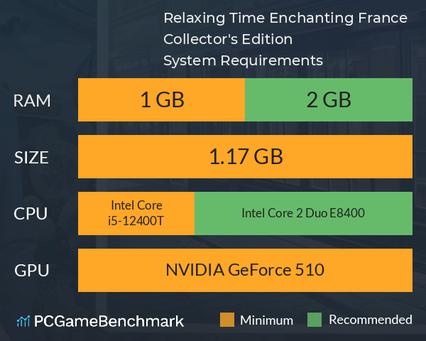 Relaxing Time: Enchanting France Collector's Edition System Requirements PC Graph - Can I Run Relaxing Time: Enchanting France Collector's Edition Relaxing Time: Enchanting France Collector's Edition System Requirements PC Graph - Can I Run Relaxing Time: Enchanting France Collector's Edition