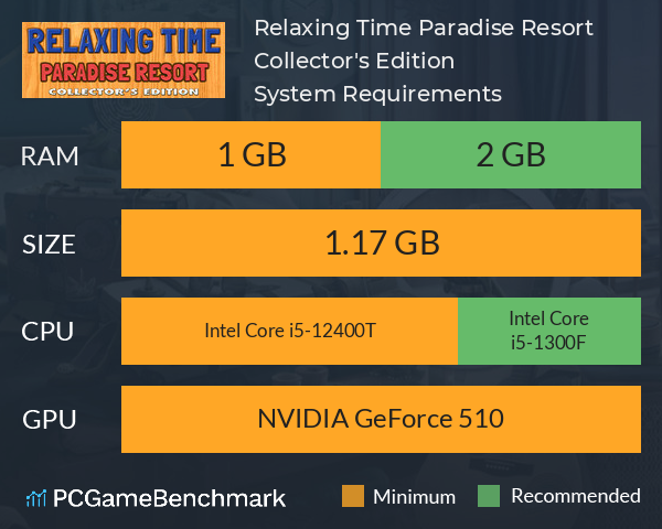 Relaxing Time Paradise Resort Collector's Edition System Requirements PC Graph - Can I Run Relaxing Time Paradise Resort Collector's Edition Relaxing Time Paradise Resort Collector's Edition System Requirements PC Graph - Can I Run Relaxing Time Paradise Resort Collector's Edition