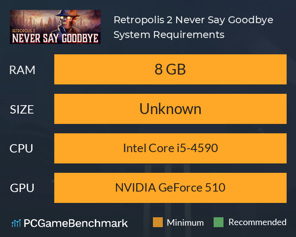 Retropolis 2: Never Say Goodbye System Requirements PC Graph - Can I Run Retropolis 2: Never Say Goodbye