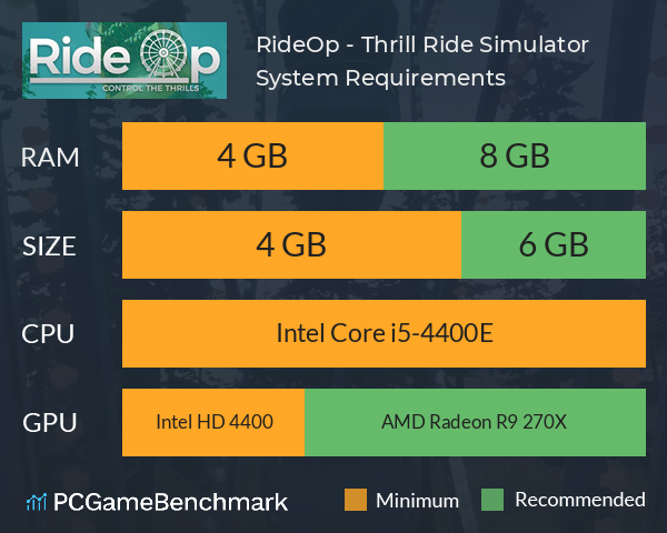 RideOp - Thrill Ride Simulator System Requirements PC Graph - Can I Run RideOp - Thrill Ride Simulator