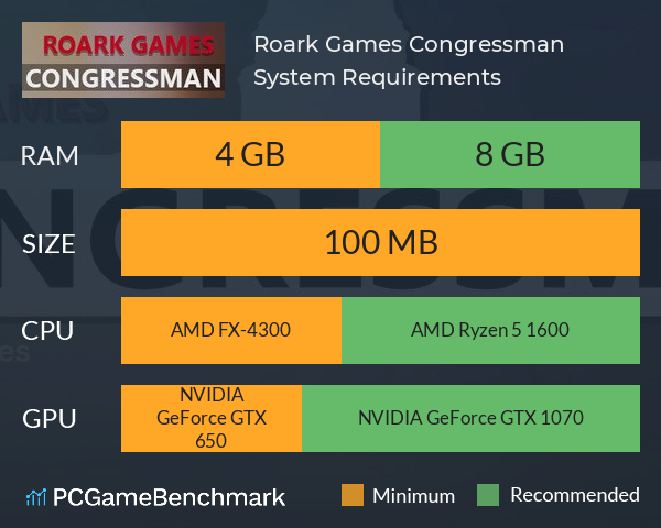 Roark Games: Congressman System Requirements PC Graph - Can I Run Roark Games: Congressman Roark Games: Congressman System Requirements PC Graph - Can I Run Roark Games: Congressman