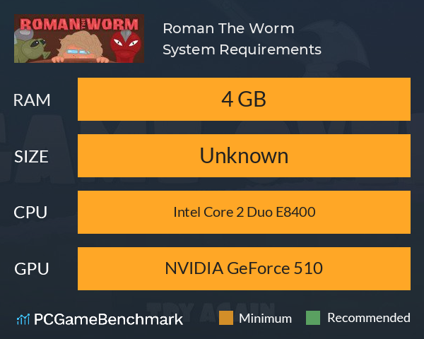 Roman The Worm System Requirements PC Graph - Can I Run Roman The Worm Roman The Worm System Requirements PC Graph - Can I Run Roman The Worm