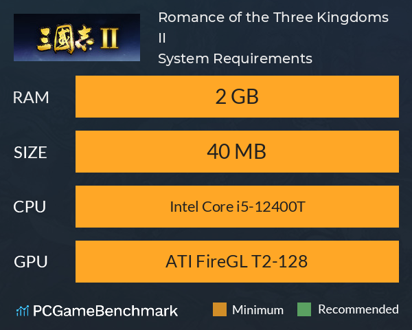 Romance of the Three Kingdoms II System Requirements PC Graph - Can I Run Romance of the Three Kingdoms II Romance of the Three Kingdoms II System Requirements PC Graph - Can I Run Romance of the Three Kingdoms II