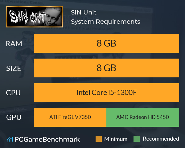 S.I.N. Unit System Requirements PC Graph - Can I Run S.I.N. Unit