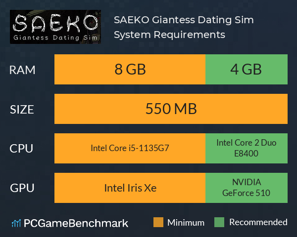 SAEKO: Giantess Dating Sim System Requirements PC Graph - Can I Run SAEKO: Giantess Dating Sim SAEKO: Giantess Dating Sim System Requirements PC Graph - Can I Run SAEKO: Giantess Dating Sim