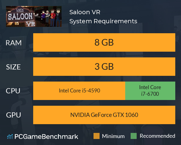 Saloon VR System Requirements PC Graph - Can I Run Saloon VR Saloon VR System Requirements PC Graph - Can I Run Saloon VR