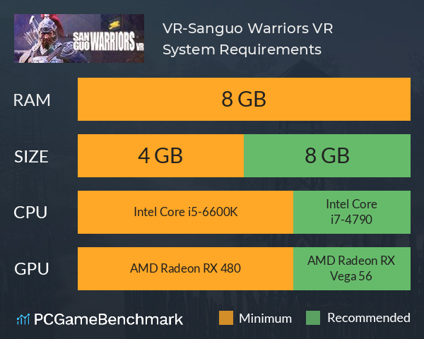 三国虎将传VR-Sanguo Warriors VR System Requirements PC Graph - Can I Run 三国虎将传VR-Sanguo Warriors VR