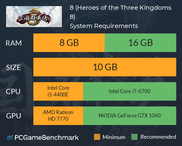 三国群英传8 (Heroes of the Three Kingdoms 8) System Requirements PC Graph - Can I Run 三国群英传8 (Heroes of the Three Kingdoms 8)