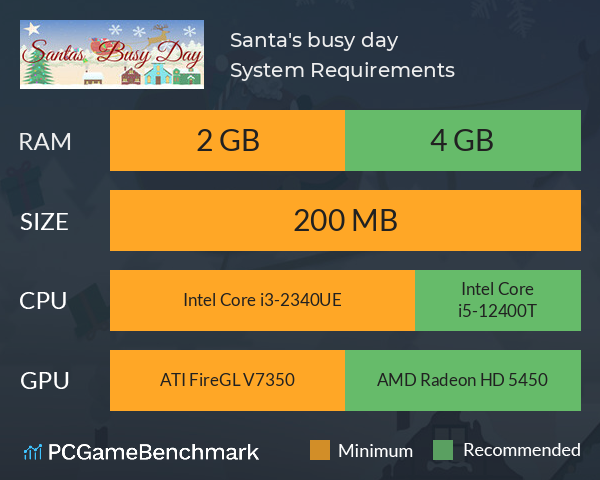 Santa's busy day System Requirements PC Graph - Can I Run Santa's busy day Santa's busy day System Requirements PC Graph - Can I Run Santa's busy day
