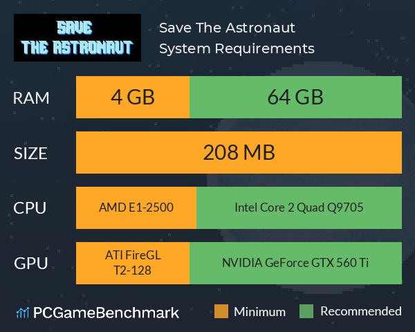 Save The Astronaut System Requirements PC Graph - Can I Run Save The Astronaut Save The Astronaut System Requirements PC Graph - Can I Run Save The Astronaut