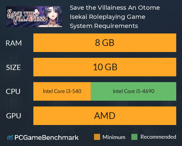 Save the Villainess: An Otome Isekai Roleplaying Game System Requirements PC Graph - Can I Run Save the Villainess: An Otome Isekai Roleplaying Game Save the Villainess: An Otome Isekai Roleplaying Game System Requirements PC Graph - Can I Run Save the Villainess: An Otome Isekai Roleplaying Game