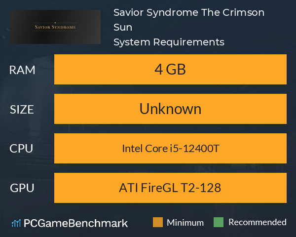 Savior Syndrome: The Crimson Sun System Requirements PC Graph - Can I Run Savior Syndrome: The Crimson Sun Savior Syndrome: The Crimson Sun System Requirements PC Graph - Can I Run Savior Syndrome: The Crimson Sun