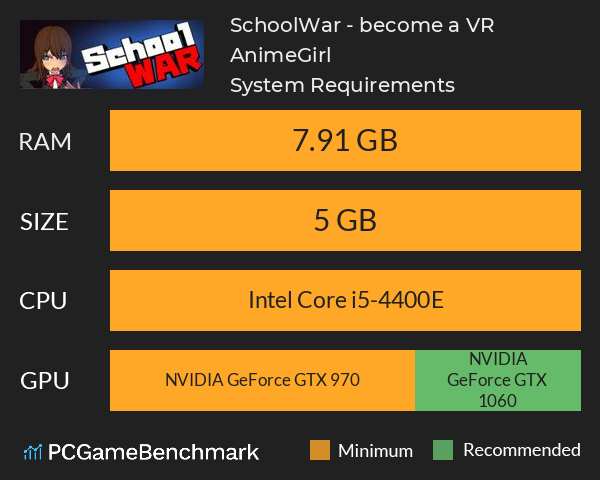 SchoolWar - become a VR AnimeGirl System Requirements PC Graph - Can I Run SchoolWar - become a VR AnimeGirl SchoolWar - become a VR AnimeGirl System Requirements PC Graph - Can I Run SchoolWar - become a VR AnimeGirl