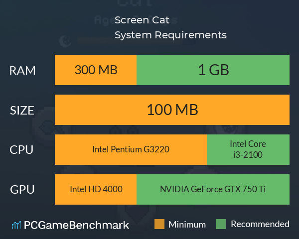 Screen Cat System Requirements PC Graph - Can I Run Screen Cat Screen Cat System Requirements PC Graph - Can I Run Screen Cat