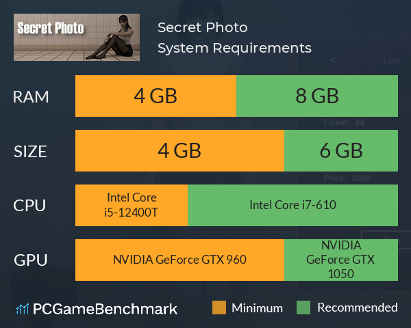 Secret Photo System Requirements PC Graph - Can I Run Secret Photo Secret Photo System Requirements PC Graph - Can I Run Secret Photo