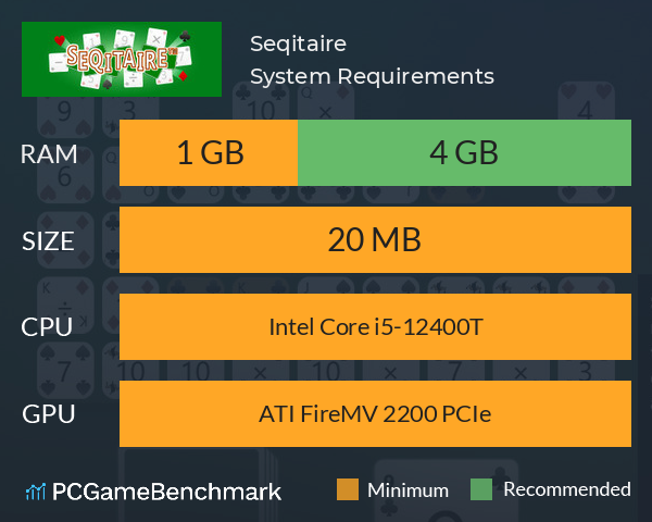 Seqitaire System Requirements PC Graph - Can I Run Seqitaire Seqitaire System Requirements PC Graph - Can I Run Seqitaire