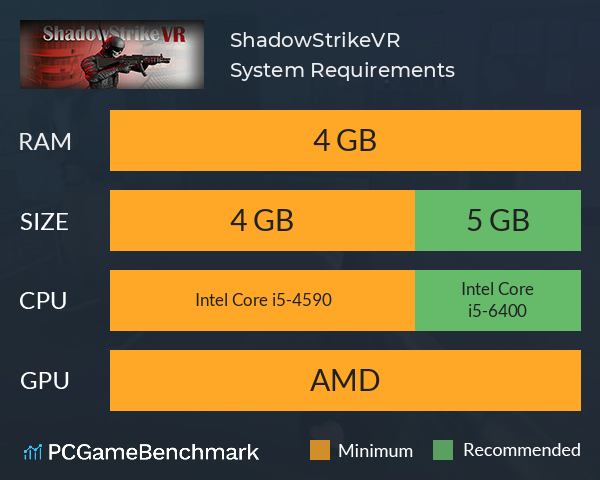 ShadowStrikeVR System Requirements PC Graph - Can I Run ShadowStrikeVR