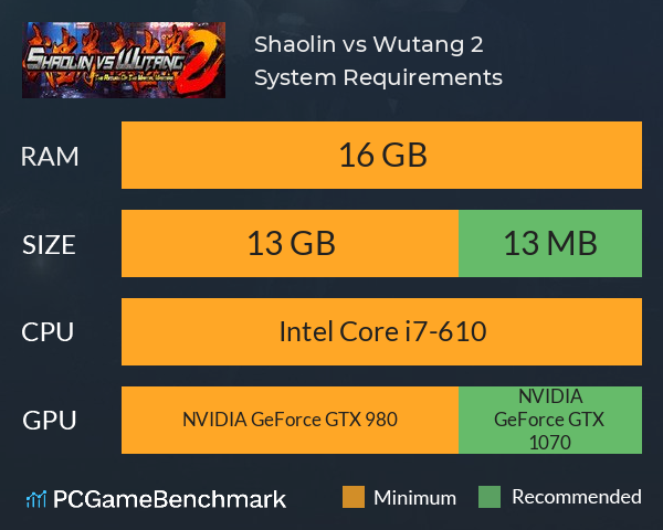 Shaolin vs Wutang 2 System Requirements PC Graph - Can I Run Shaolin vs Wutang 2 Shaolin vs Wutang 2 System Requirements PC Graph - Can I Run Shaolin vs Wutang 2
