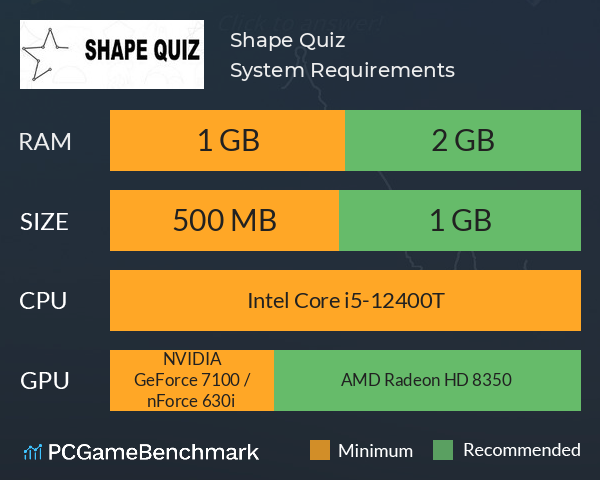 Shape Quiz System Requirements PC Graph - Can I Run Shape Quiz Shape Quiz System Requirements PC Graph - Can I Run Shape Quiz