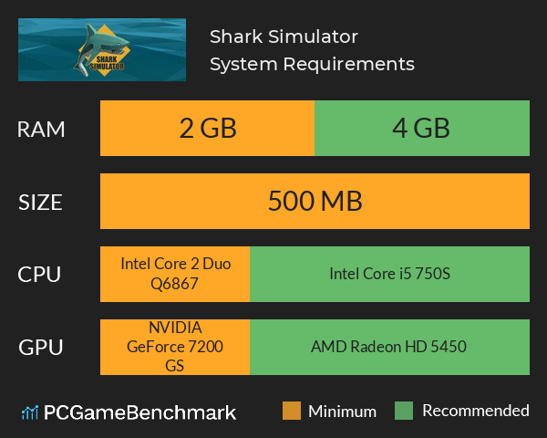 Shark Simulator System Requirements PC Graph - Can I Run Shark Simulator Shark Simulator System Requirements PC Graph - Can I Run Shark Simulator