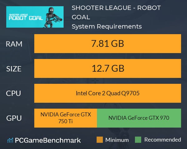 SHOOTER LEAGUE - ROBOT GOAL System Requirements PC Graph - Can I Run SHOOTER LEAGUE - ROBOT GOAL