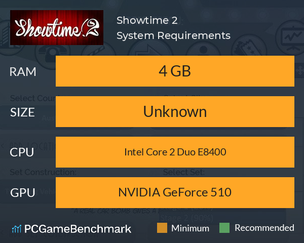 Showtime! 2 System Requirements PC Graph - Can I Run Showtime! 2 Showtime! 2 System Requirements PC Graph - Can I Run Showtime! 2