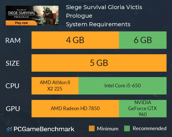 Siege Survival: Gloria Victis Prologue System Requirements PC Graph - Can I Run Siege Survival: Gloria Victis Prologue