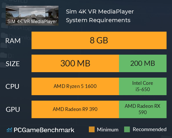 Sim 4K VR MediaPlayer System Requirements PC Graph - Can I Run Sim 4K VR MediaPlayer