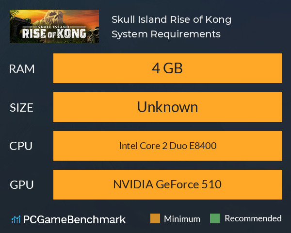 Skull Island: Rise of Kong System Requirements PC Graph - Can I Run Skull Island: Rise of Kong