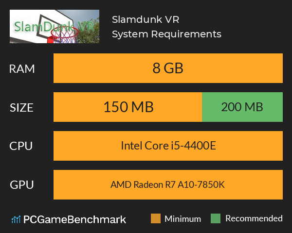 Slamdunk VR System Requirements PC Graph - Can I Run Slamdunk VR