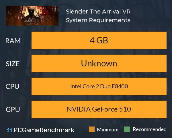 Slender: The Arrival VR System Requirements PC Graph - Can I Run Slender: The Arrival VR Slender: The Arrival VR System Requirements PC Graph - Can I Run Slender: The Arrival VR