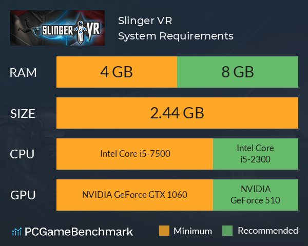 Slinger VR System Requirements PC Graph - Can I Run Slinger VR