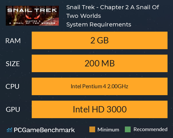 Snail Trek - Chapter 2: A Snail Of Two Worlds System Requirements PC Graph - Can I Run Snail Trek - Chapter 2: A Snail Of Two Worlds Snail Trek - Chapter 2: A Snail Of Two Worlds System Requirements PC Graph - Can I Run Snail Trek - Chapter 2: A Snail Of Two Worlds