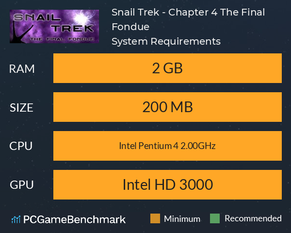 Snail Trek - Chapter 4: The Final Fondue System Requirements PC Graph - Can I Run Snail Trek - Chapter 4: The Final Fondue Snail Trek - Chapter 4: The Final Fondue System Requirements PC Graph - Can I Run Snail Trek - Chapter 4: The Final Fondue