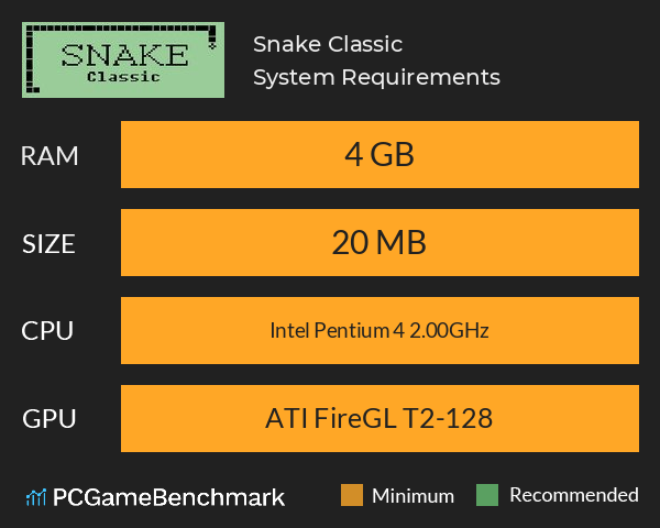 Snake Classic System Requirements PC Graph - Can I Run Snake Classic