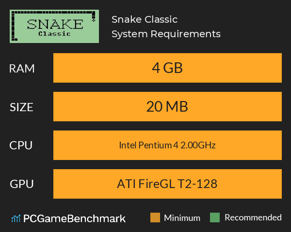 Snake Classic System Requirements PC Graph - Can I Run Snake Classic Snake Classic System Requirements PC Graph - Can I Run Snake Classic