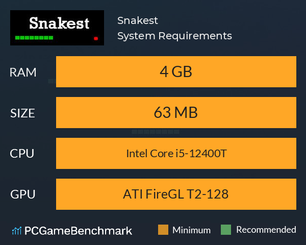 Snakest System Requirements PC Graph - Can I Run Snakest Snakest System Requirements PC Graph - Can I Run Snakest